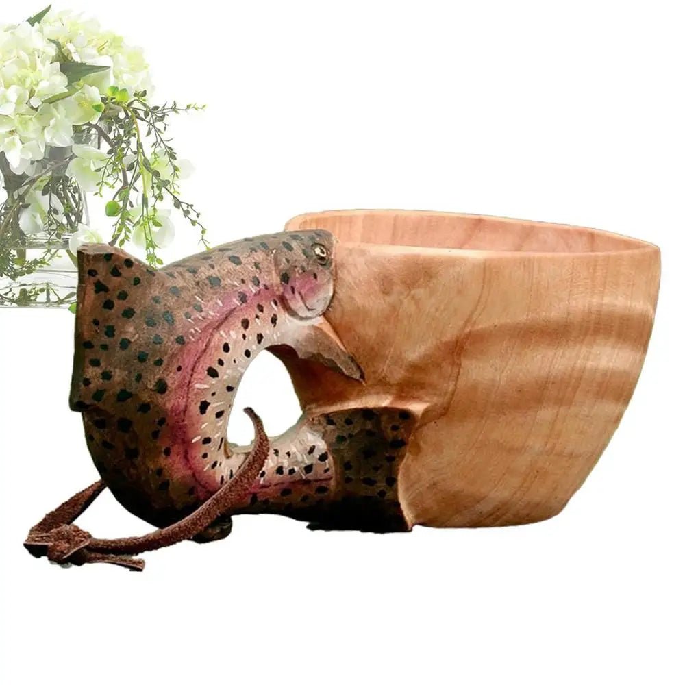 Hand Carved Wooden Mug Animal Wooden Cup Camping Wood Drinking Cup For Hiking Mountaineering Picnic Christmas Birthday New Year - Julia M LifeStyles