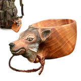 Hand Carved Wooden Mug Animal Wooden Cup Camping Wood Drinking Cup For Hiking Mountaineering Picnic Christmas Birthday New Year - Julia M LifeStyles