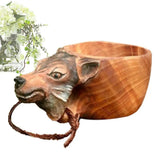 Hand Carved Wooden Mug Animal Wooden Cup Camping Wood Drinking Cup For Hiking Mountaineering Picnic Christmas Birthday New Year - Julia M LifeStyles