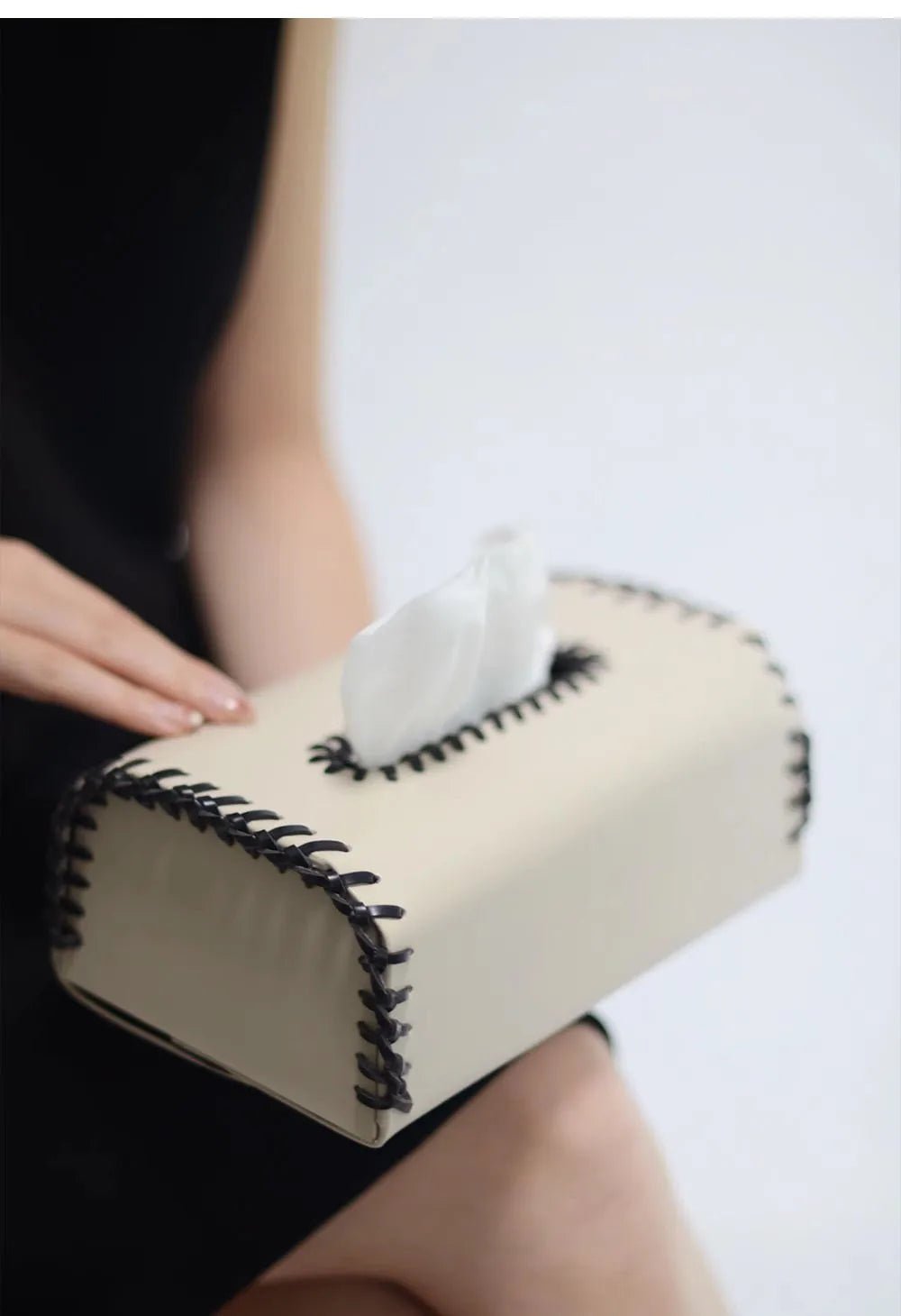 Handmade European Bicolor Leather Tissue Box for Elegant Home Décor - Julia M LifeStyles