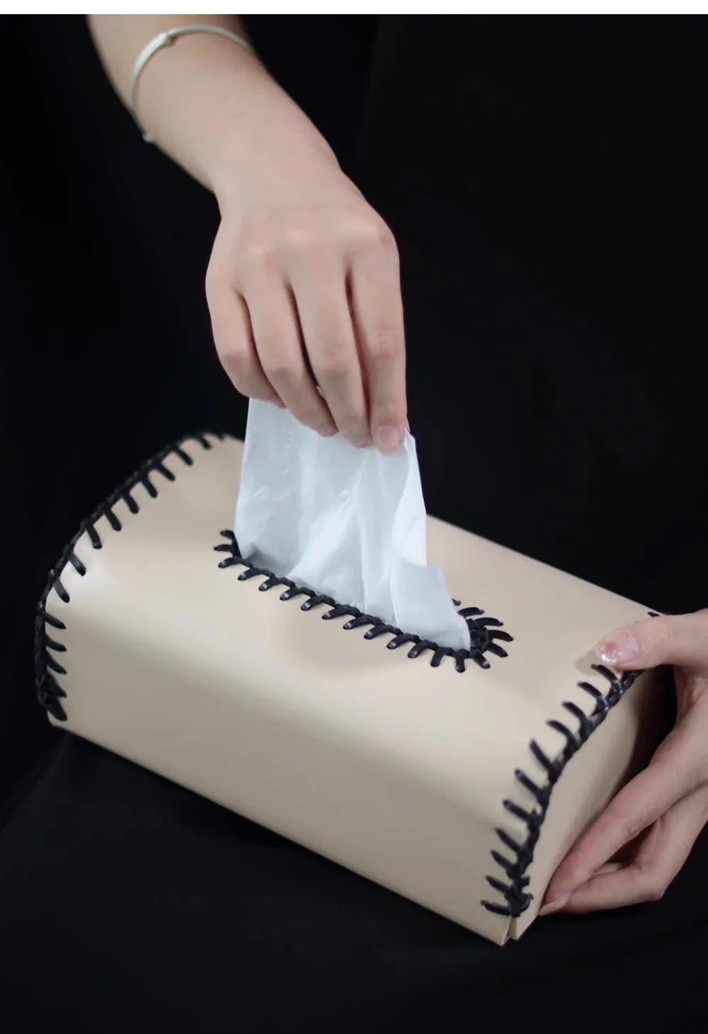 Handmade European Bicolor Leather Tissue Box for Elegant Home Décor - Julia M LifeStyles