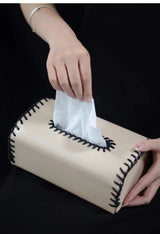 Handmade European Bicolor Leather Tissue Box for Elegant Home Décor - Julia M LifeStyles