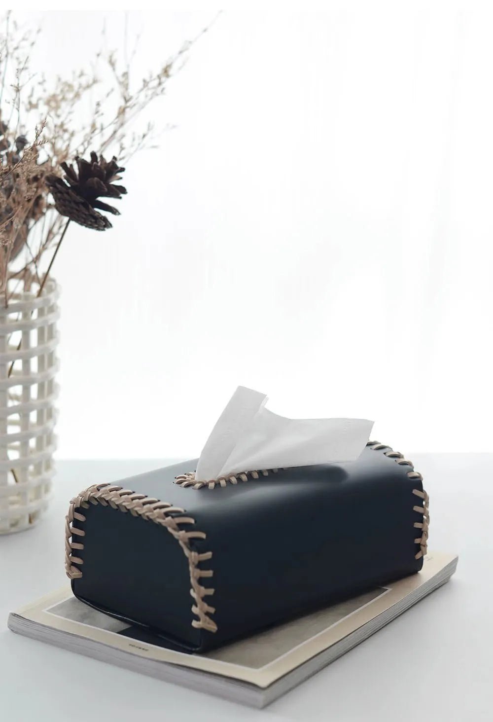 Handmade European Bicolor Leather Tissue Box for Elegant Home Décor - Julia M LifeStyles