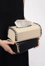 Handmade European Bicolor Leather Tissue Box for Elegant Home Décor - Julia M LifeStyles
