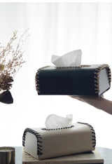 Handmade European Bicolor Leather Tissue Box for Elegant Home Décor - Julia M LifeStyles