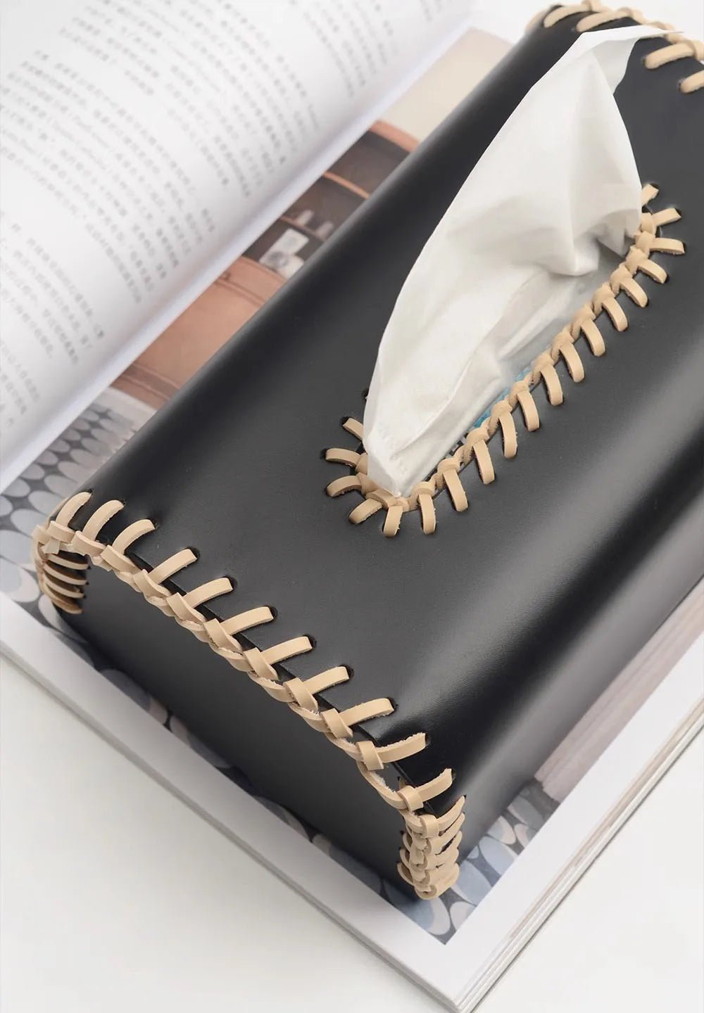 Handmade European Bicolor Leather Tissue Box for Elegant Home Décor - Julia M LifeStyles