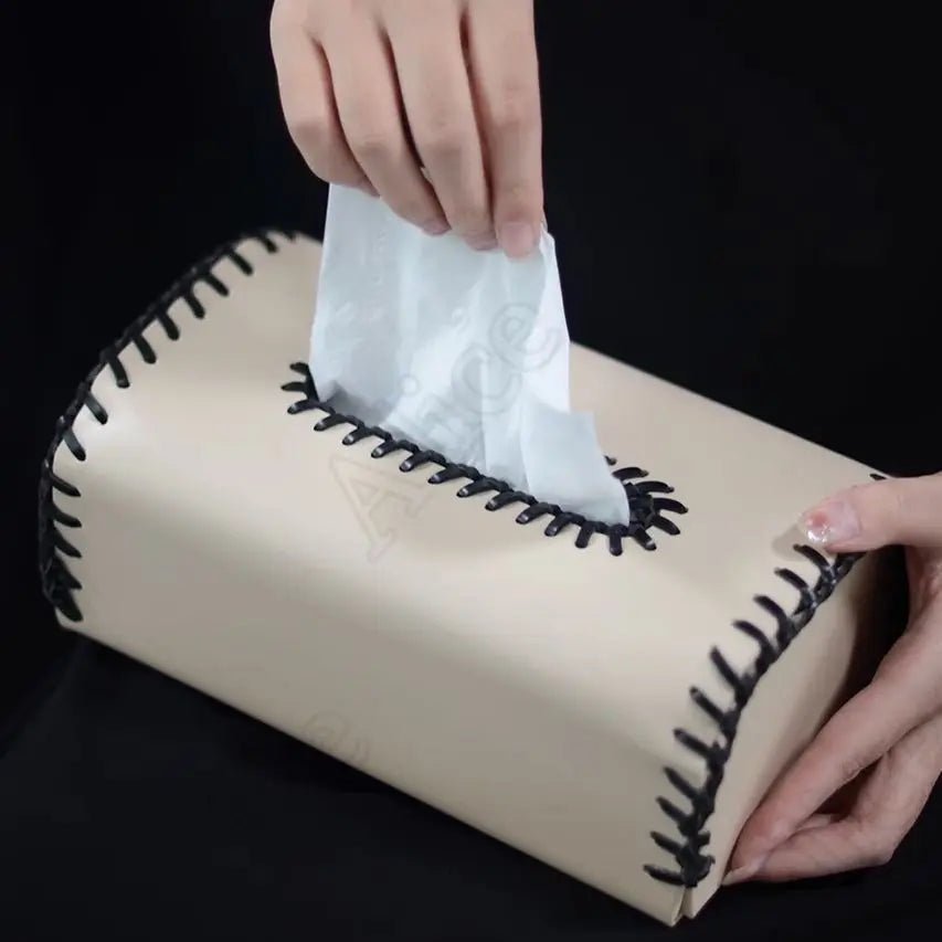 Handmade European Bicolor Leather Tissue Box for Elegant Home Décor - Julia M LifeStyles