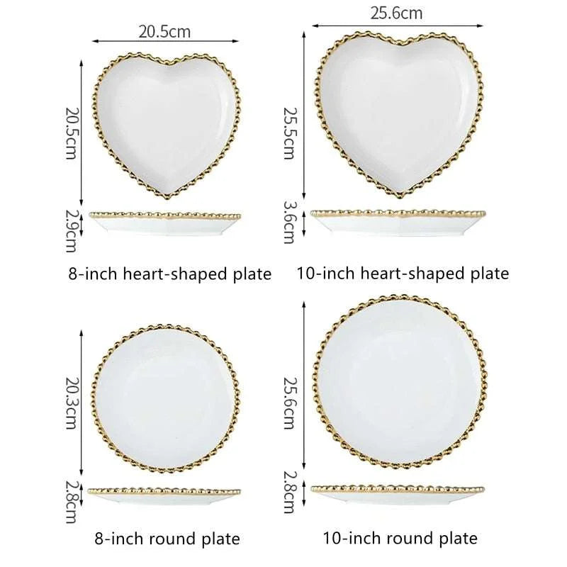 Heart-Shaped Dinnerware Set - Heart-Shaped Dinnerware Set - 3256802660450819-10 inch round plate Bowls 51