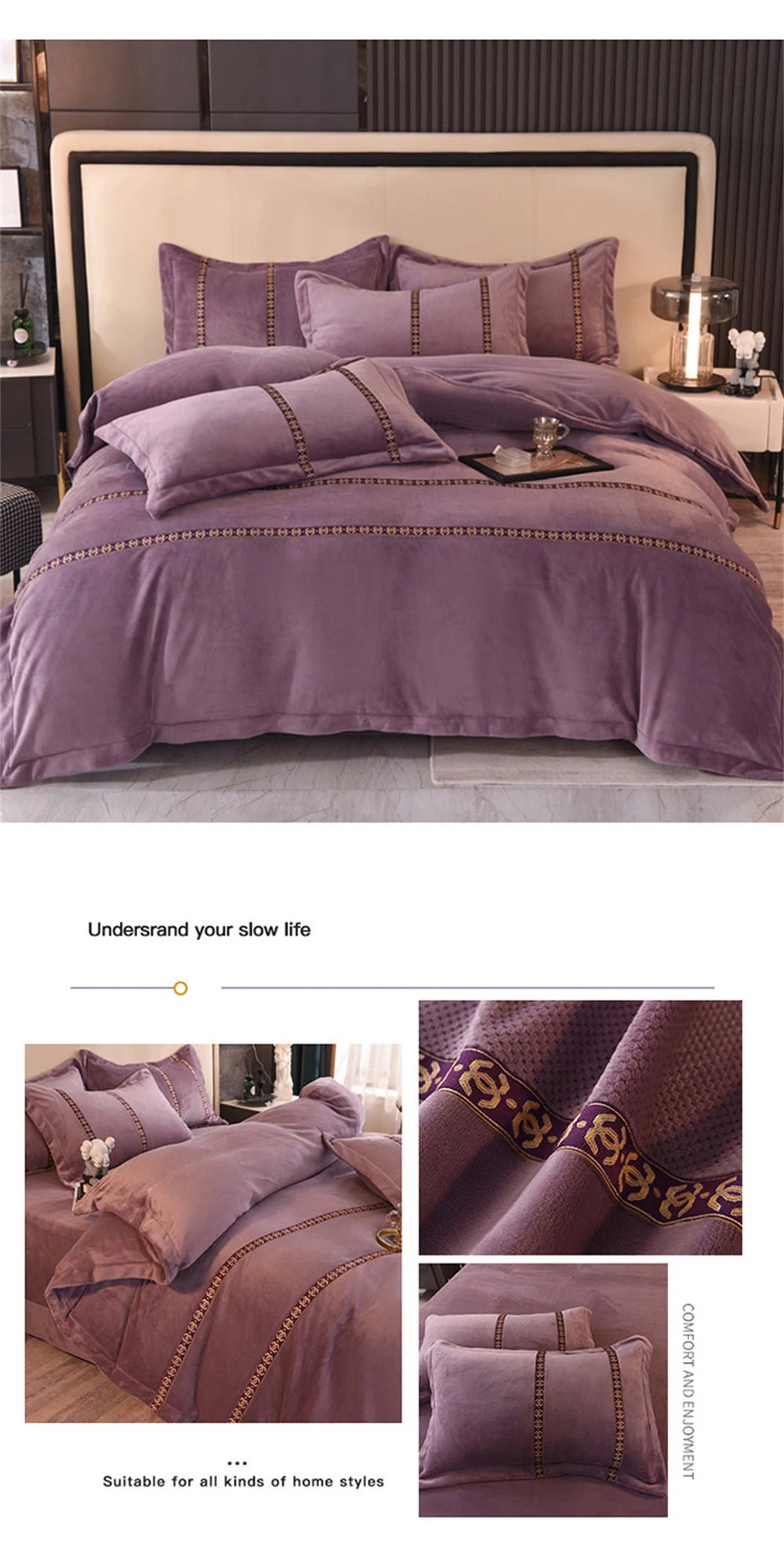 Jacquard Bedding Sets Milk Velvet Thicken Winter Warm Four Piece Set Quilt Cover Queen King Bed Linen Pillowcase Bedroom Decor - Julia M LifeStyles