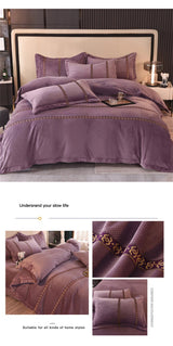 Jacquard Bedding Sets Milk Velvet Thicken Winter Warm Four Piece Set Quilt Cover Queen King Bed Linen Pillowcase Bedroom Decor - Julia M LifeStyles