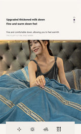 Jacquard Bedding Sets Milk Velvet Thicken Winter Warm Four Piece Set Quilt Cover Queen King Bed Linen Pillowcase Bedroom Decor - Julia M LifeStyles