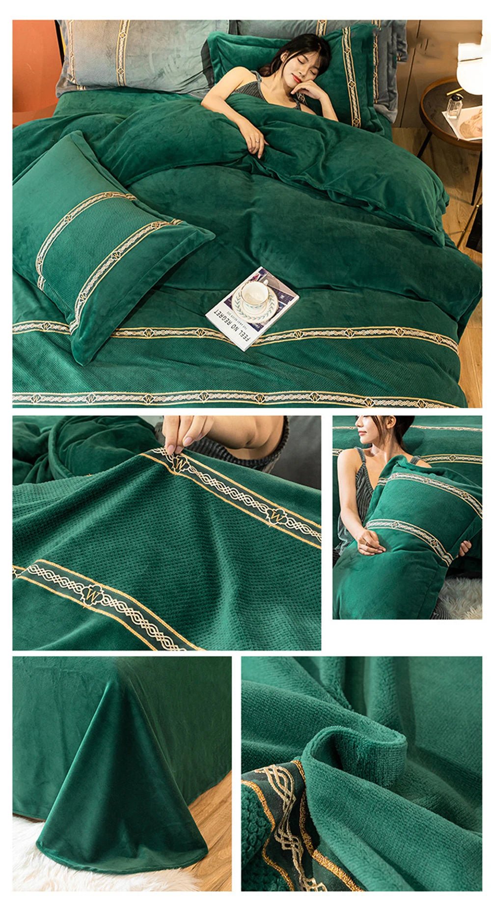 Jacquard Bedding Sets Milk Velvet Thicken Winter Warm Four Piece Set Quilt Cover Queen King Bed Linen Pillowcase Bedroom Decor - Julia M LifeStyles