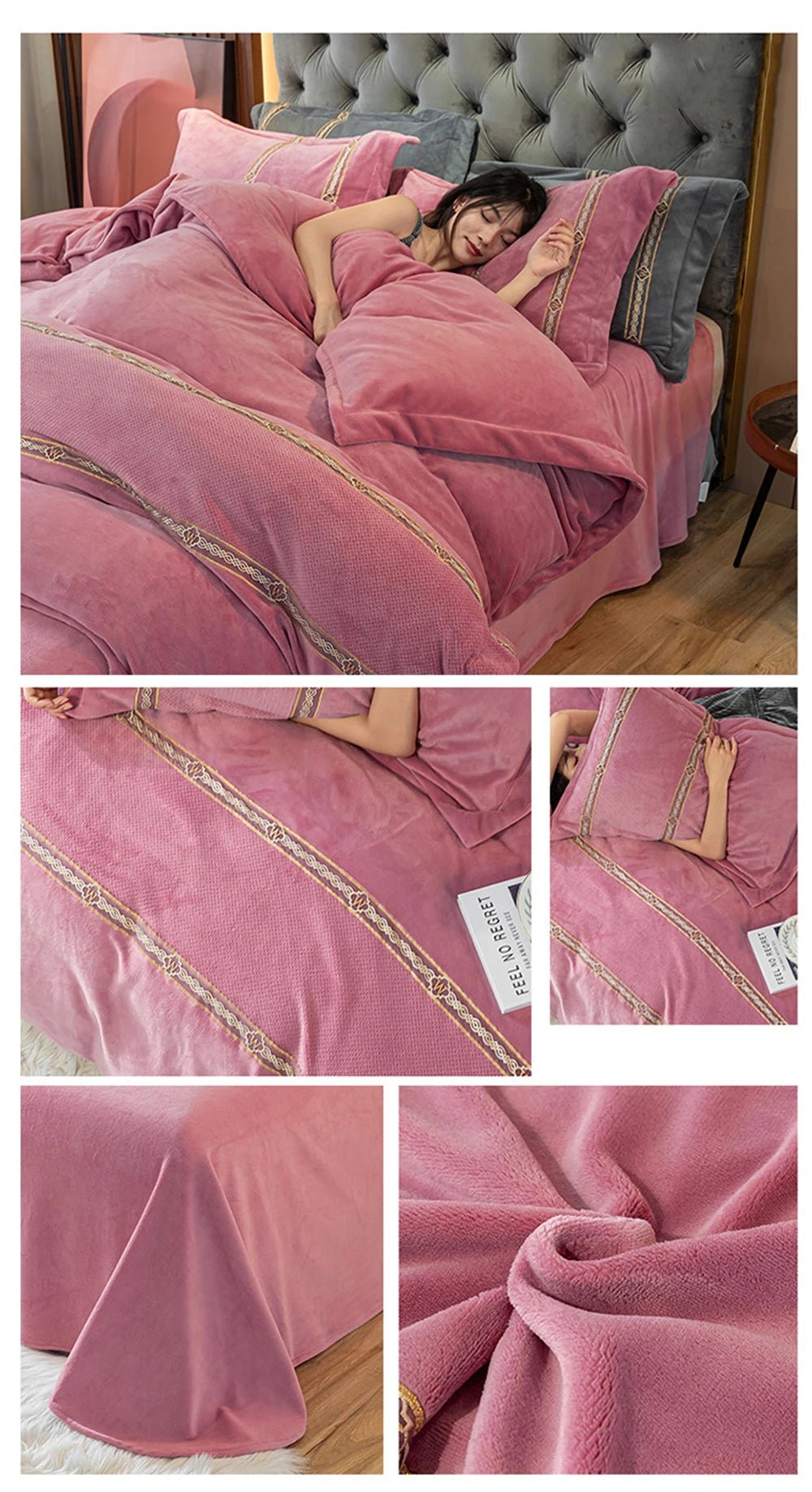 Jacquard Bedding Sets Milk Velvet Thicken Winter Warm Four Piece Set Quilt Cover Queen King Bed Linen Pillowcase Bedroom Decor - Julia M LifeStyles