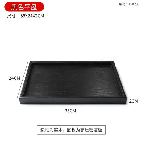 Japanese Black Solid Wood Dessert Plate 🖤 - Julia M LifeStyles