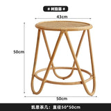 Japanese-Style Ins Rattan Glass Grid Red Small Coffee Table Minimalist Modern Creative Side Table Sofa Side Cabinet Double-Layer Small Table - Julia M LifeStyles