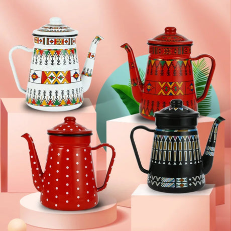 Julia M Enamel Coffee Pot 1.1L - American Style Fine-Mouth Kettle - Julia M LifeStyles