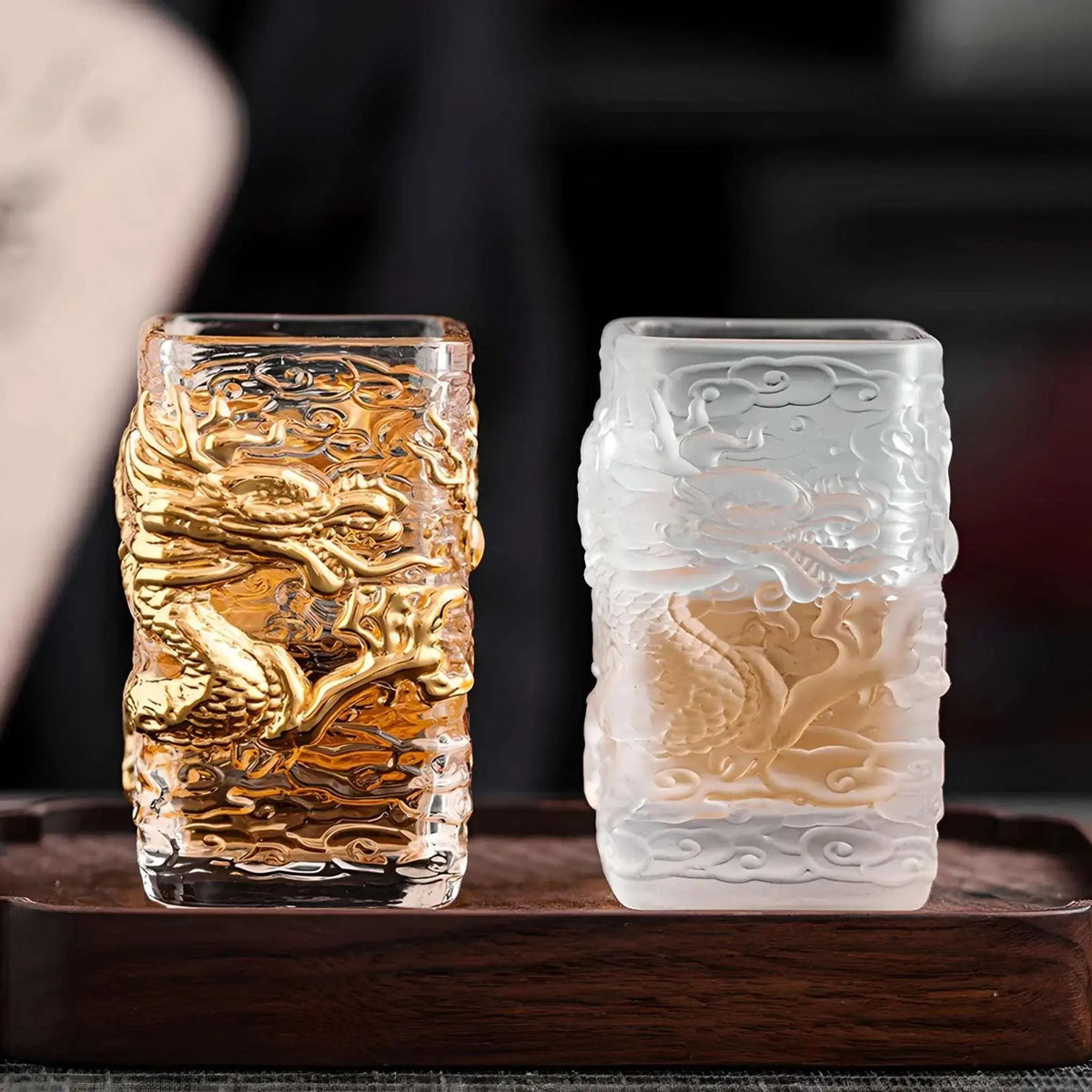 Elegant Golden Dragon Glass Tea & Beer Cups - Julia M LifeStyles