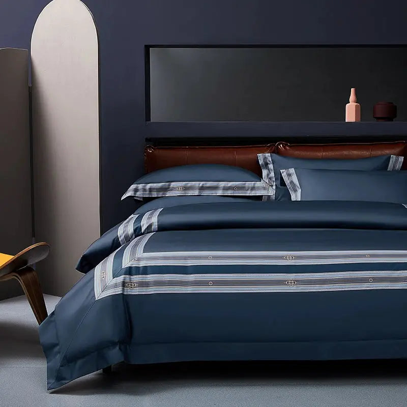 Premium Pima Cotton 4-Piece Bed Sheet Set in Geometric Design - Julia M LifeStyles