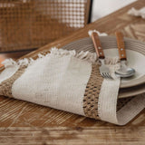 Natural Cotton Burlap Runner - Bohemian Style with Tassels - Julia M LifeStyles