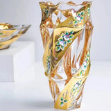 Elegant European Crystal Glass Vase with Gold Painted Enamel - Julia M LifeStyles