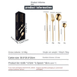 Cutlery Set Stainless Steel Knife Fork Set 24-Piece Tableware Set Golden Steak Knife Fork Spoon 6-Person Set eprolo