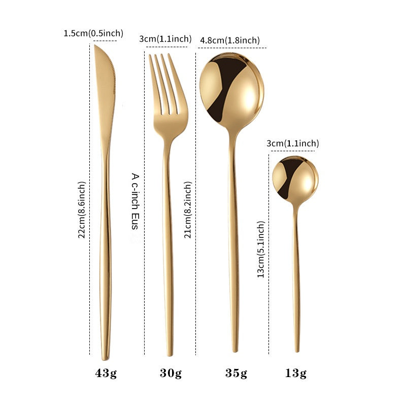 Cutlery Set Stainless Steel Knife Fork Set 24-Piece Tableware Set Golden Steak Knife Fork Spoon 6-Person Set eprolo