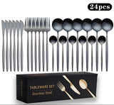 Cutlery Set Stainless Steel Knife Fork Set 24-Piece Tableware Set Golden Steak Knife Fork Spoon 6-Person Set eprolo