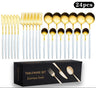 Cutlery Set Stainless Steel Knife Fork Set 24-Piece Tableware Set Golden Steak Knife Fork Spoon 6-Person Set eprolo