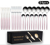 Cutlery Set Stainless Steel Knife Fork Set 24-Piece Tableware Set Golden Steak Knife Fork Spoon 6-Person Set eprolo