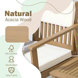 Acacia Wood 3-Piece Outdoor Bistro Set with Cream Cushions - Julia M LifeStyles