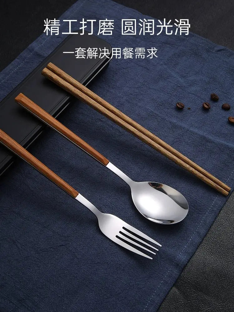 Several treasures Portable Wooden Three-Piece Tableware Kit 🥢🍴 - Julia M LifeStyles