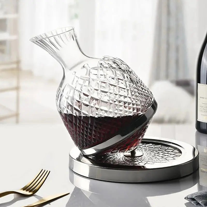 Luxury Rotating Crystal Wine Decanter & Tumbler Set - 1500ml - Julia M LifeStyles
