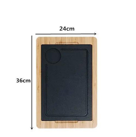 Scandinavian Creative Bamboo and Wood Slate Steak Plate Western Food Food Plate Solid Wood Black Slate Insulation Stone Tableware - Julia M LifeStyles