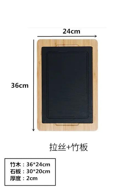 Scandinavian Creative Bamboo and Wood Slate Steak Plate Western Food Food Plate Solid Wood Black Slate Insulation Stone Tableware - Julia M LifeStyles