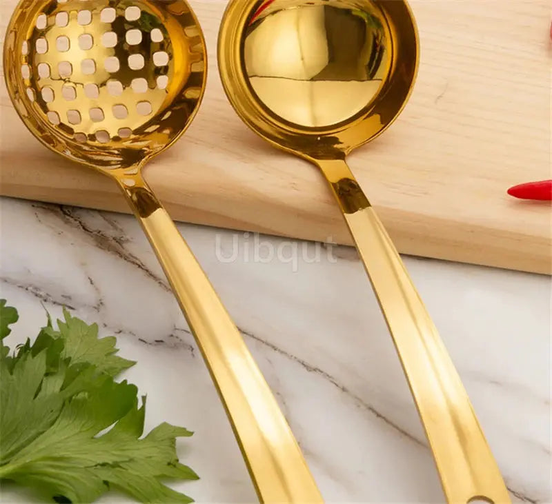 Gold Plated Stainless Steel Hot Pot Ladle & Soup Spoon - Julia M LifeStyles