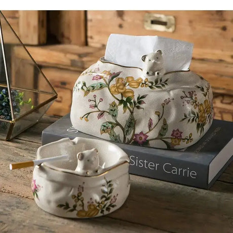 Vintage Ceramic Tissue Box Creative Bear Decorative Dinner Tissue Box Dining Table Removable Tissue Boxes Household Items - Julia M LifeStyles