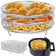 Stainless Steel Air Fryer Accessory Set with Three Stackable Racks and 10-Inch Liners - Julia M LifeStyles