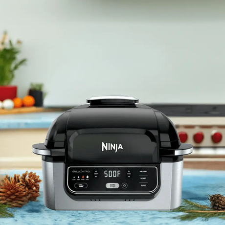 Air Fryer, 5-in-1 Indoor Electric Grill, Roast, Bake & Dehydrate - Programmable, Kitchen Appliances, Black/Silver, Air Fryer - Julia M LifeStyles