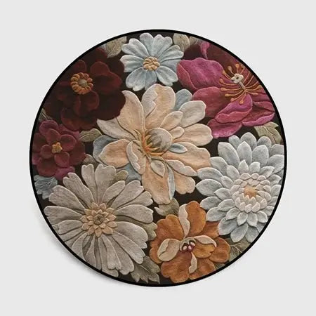 Floral Pattern Round Floor Mat by Julia M Lifestyles - Julia M LifeStyles