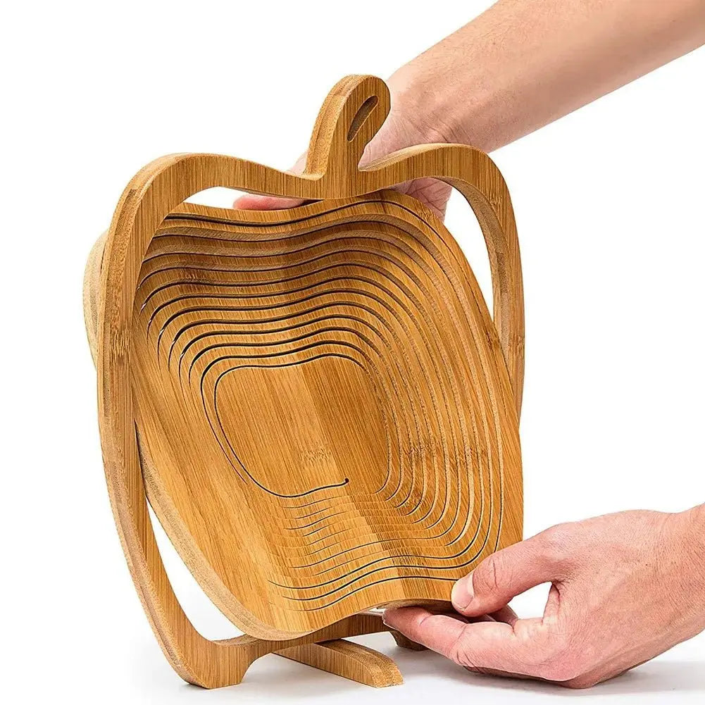 Bamboo Wood Apple Shaped Folding Fruit Basket 🍏 - Julia M LifeStyles