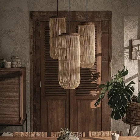 Vintage Rattan Pendant Lamp - Wabi-Sabi LED Chandelier - Julia M LifeStyles