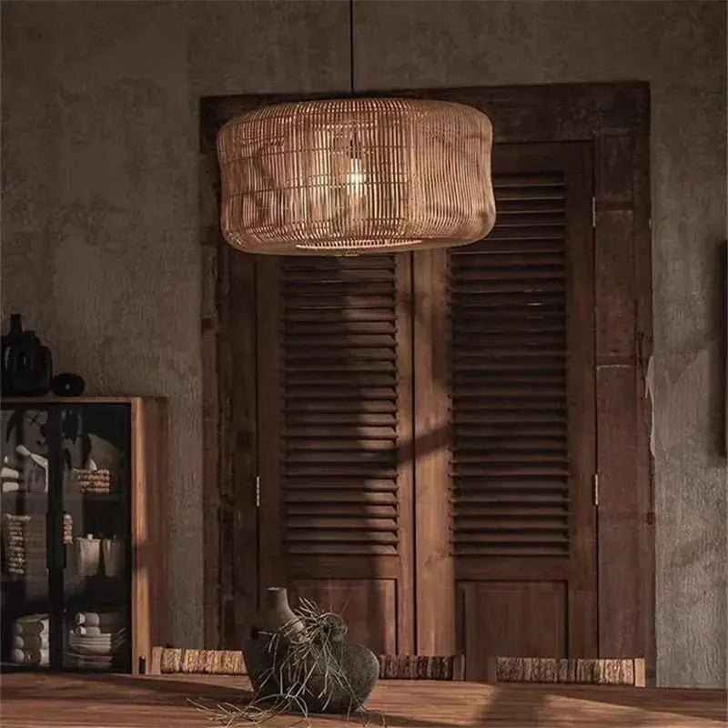 Vintage Rattan Pendant Lamp - Wabi-Sabi LED Chandelier - Julia M LifeStyles