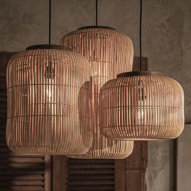 Vintage Rattan Pendant Lamp - Wabi-Sabi LED Chandelier - Julia M LifeStyles