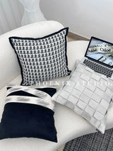 Houndstooth Hand-Woven Cotton & Linen Throw Pillow Cover - Julia M LifeStyles