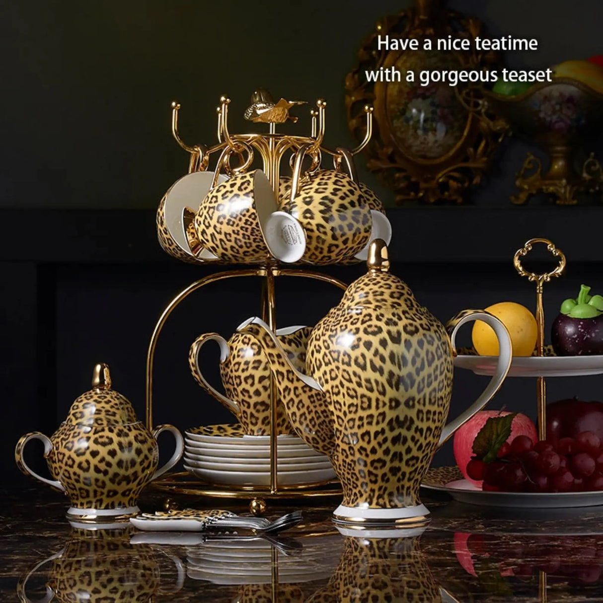 Freeson Leopard Print Luxury Bone China Coffee & Tea Set - Julia M LifeStyles