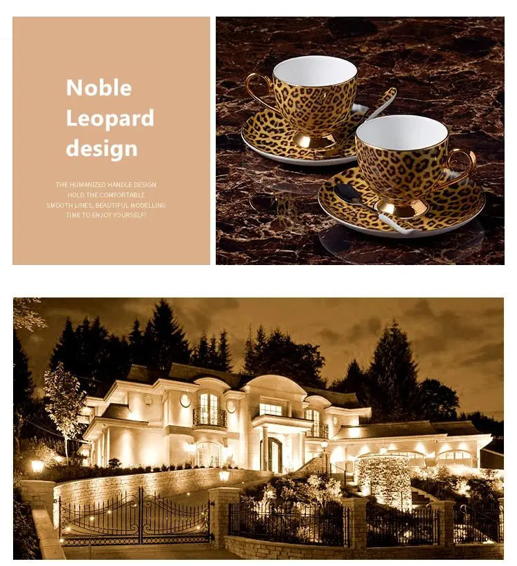 Freeson Leopard Print Luxury Bone China Coffee & Tea Set - Julia M LifeStyles