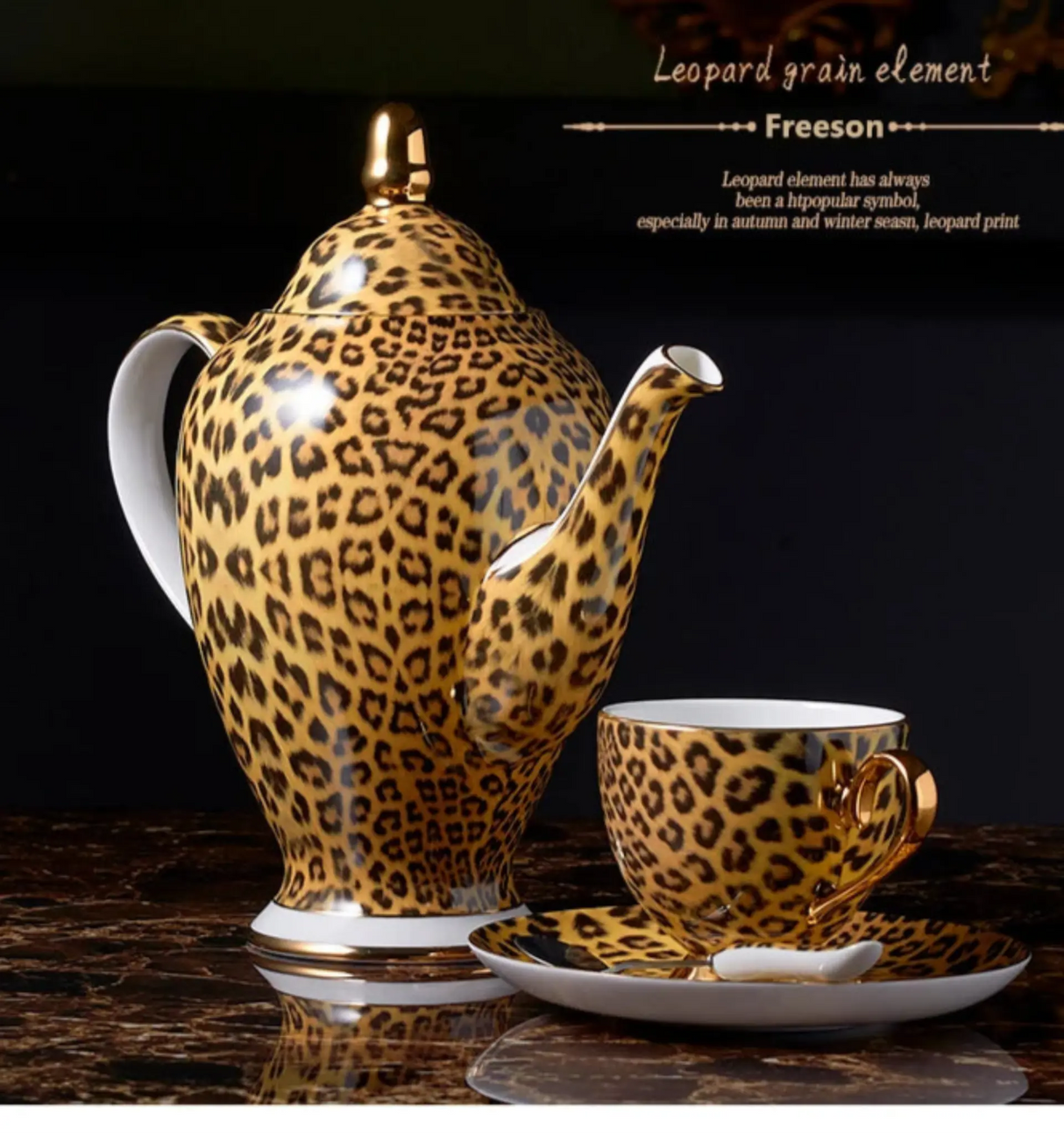 Freeson Leopard Print Luxury Bone China Coffee & Tea Set - Julia M LifeStyles