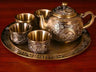 Dragon Phoenix 999 Pure Silver Tea Set - Teapot and 4 Cups in Elegant Leather Box - Julia M LifeStyles