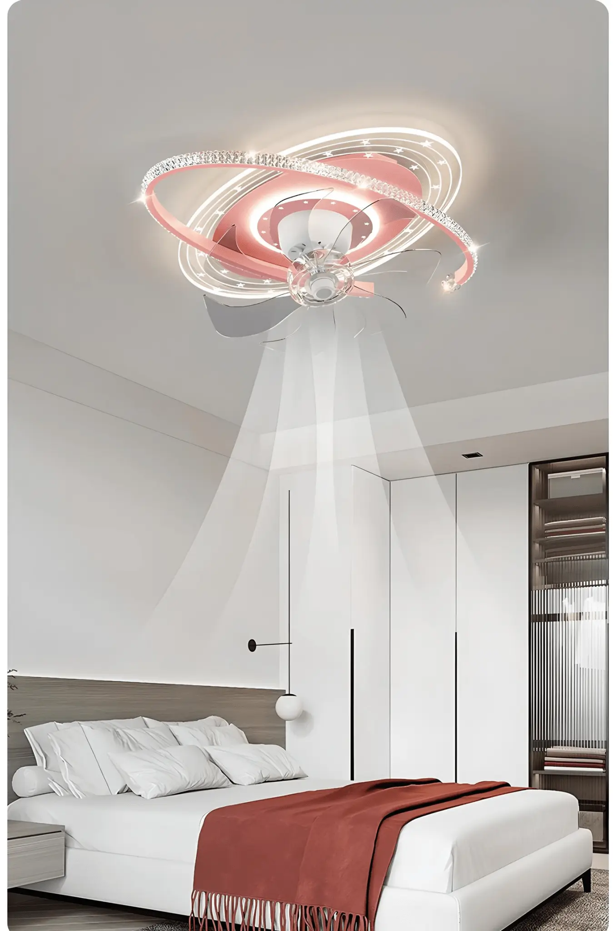 Kids Pink Ceiling Fan with Light and Starry Design for Children's Rooms - Julia M LifeStyles