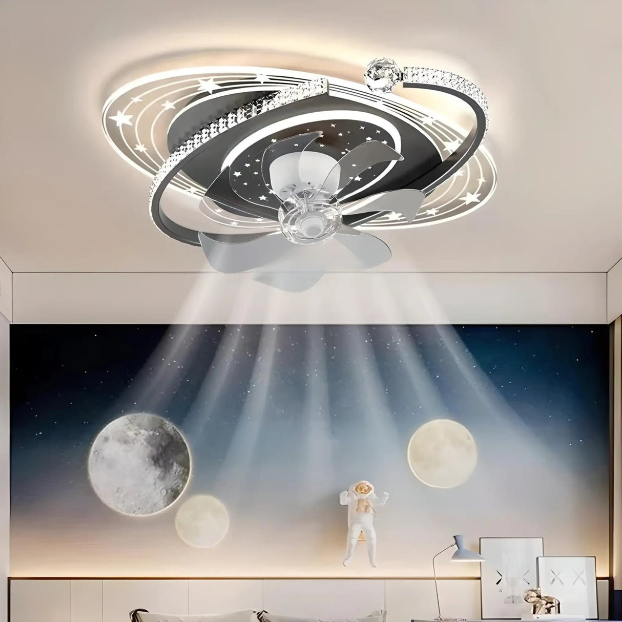 Kids Pink Ceiling Fan with Light and Starry Design for Children's Rooms - Julia M LifeStyles